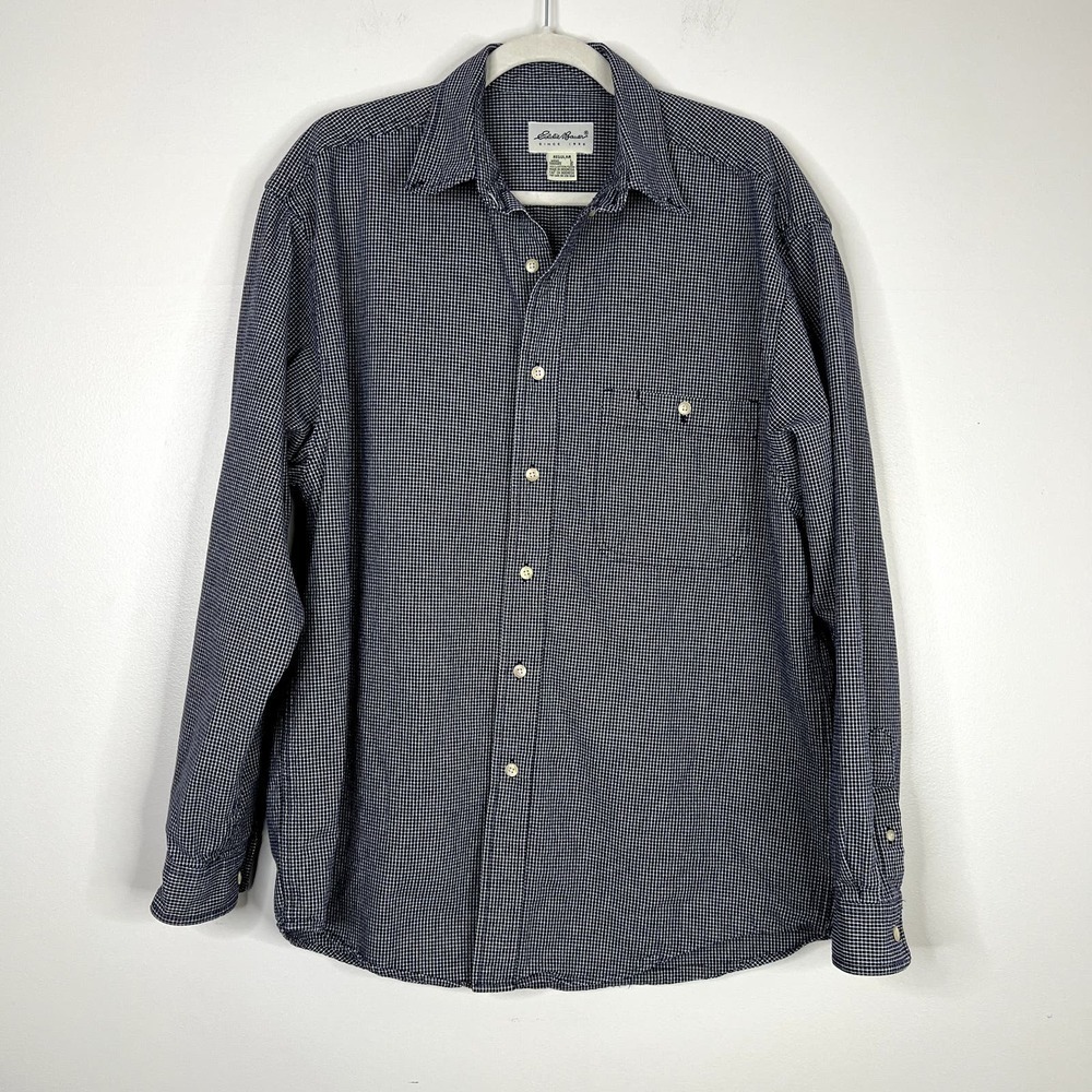 Eddie Bauer Men's Checkered Long Sleeve Collared Button Front Shirt Sz Large